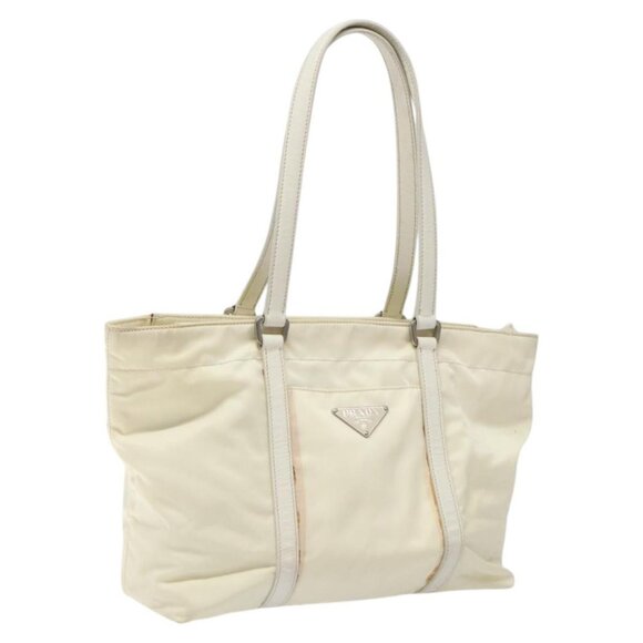 PRADA Hand Bag Nylon White Silver Auth ki5482 - Picture 1 of 16